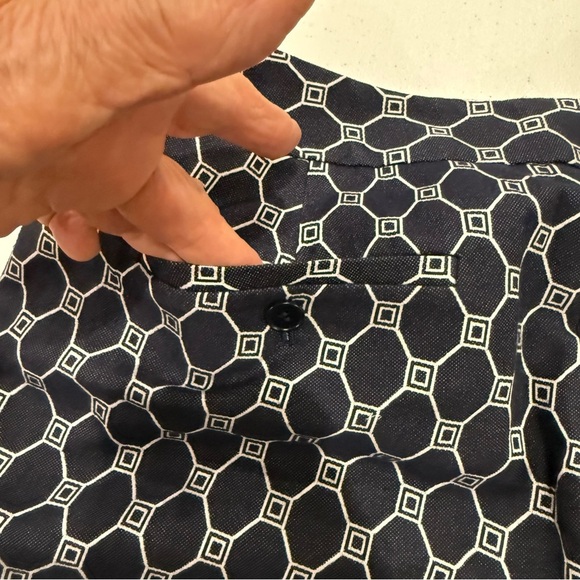 Talbots Signature Ankle Pants Geometric Print Navy/White Career Women’s Size 12 - Picture 7 of 13